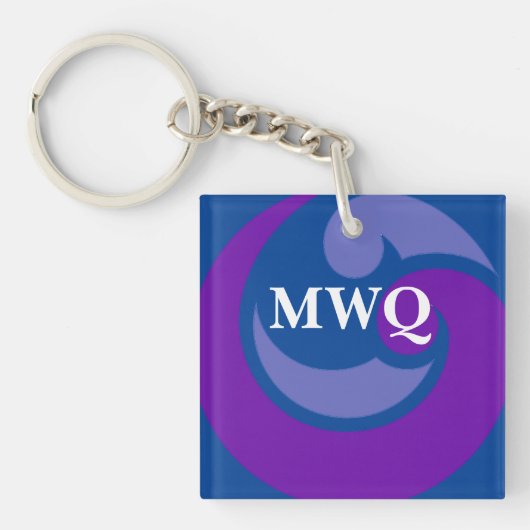 Gepersonaliseerde Blue Wave Monogram Acryl Sleutel Sleutelhanger (voorkant)