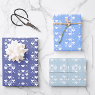 Gepersonaliseerde Blue XOXO paar bruiloft, Jubileu Inpakpapier Vel