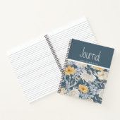 Gepersonaliseerde Blue Yellow Cream Floral Journal Notitieboek (Binnen)