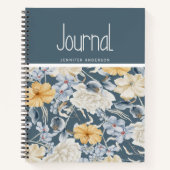 Gepersonaliseerde Blue Yellow Cream Floral Journal Notitieboek (Voorkant)