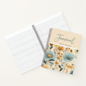 Gepersonaliseerde Blue Yellow Cream Floral Journal Notitieboek (Binnen)
