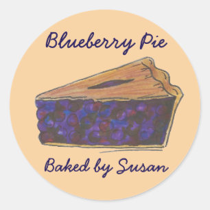 Gepersonaliseerde Blueberry Pie Slice met vlek van Ronde Sticker