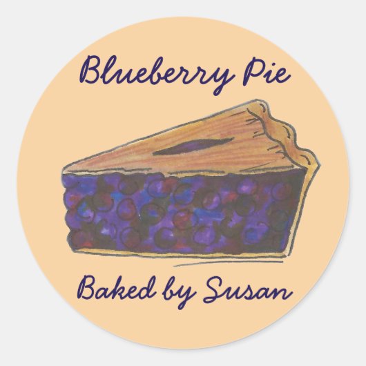 Gepersonaliseerde Blueberry Pie Slice met vlek van Ronde Sticker (Voorkant)