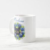 Gepersonaliseerde Bluebonnets Schattigee Cat Texaa Koffiemok (Voorkant links)