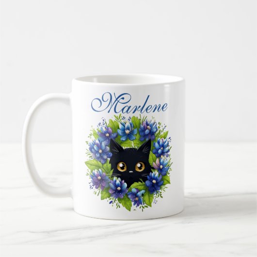 Gepersonaliseerde Bluebonnets Schattigee Cat Texaa Koffiemok (Links)