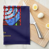 Gepersonaliseerde Blues Reds Yellows Chanoeka Theedoek (Quarter Fold)