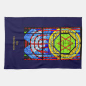 Gepersonaliseerde Blues Reds Yellows Chanoeka Theedoek (Horizontaal)