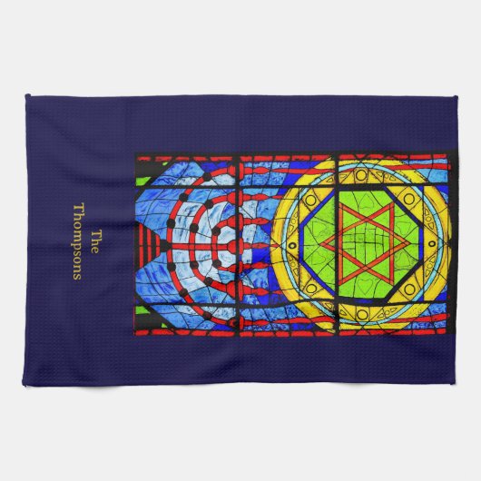 Gepersonaliseerde Blues Reds Yellows Chanoeka Theedoek (Horizontaal)