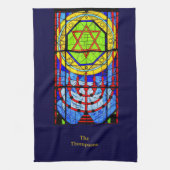 Gepersonaliseerde Blues Reds Yellows Chanoeka Theedoek (Verticaal)