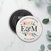 Gepersonaliseerde Blush Bloemen Huwelijksgunst But Button Flesopener