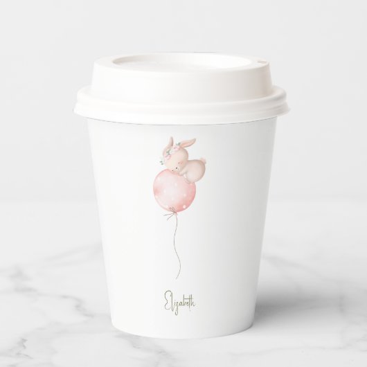 Gepersonaliseerde Blush Bunny Baby shower Het is e Papieren Bekers (Voorkant)