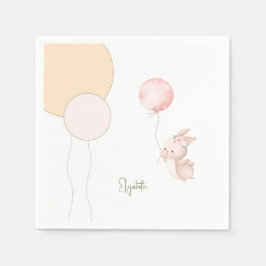 Gepersonaliseerde Blush Bunny Balloons Baby shower Servet