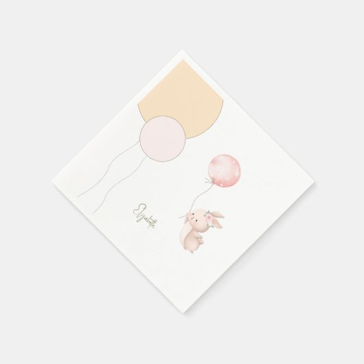 Gepersonaliseerde Blush Bunny Balloons Baby shower Servet (Hoek)