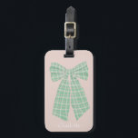Gepersonaliseerde Blush Gingham Romantische Coquet Bagagelabel<br><div class="desc">meisjesachtige,  vrouwelijke strik op een blush pink. Gingham haarboog op een blush roze ontwerp voor een moderne romanticus in romance core regency-stijl.</div>