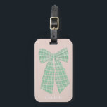 Gepersonaliseerde Blush Gingham Romantische Coquet Bagagelabel<br><div class="desc">meisjesachtige,  vrouwelijke strik op een blush pink. Gingham haarboog op een blush roze ontwerp voor een moderne romanticus in romance core regency-stijl.</div>