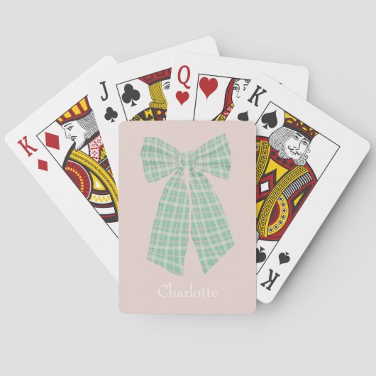 Gepersonaliseerde Blush Gingham Romantische Coquet Pokerkaarten (Achterkant)