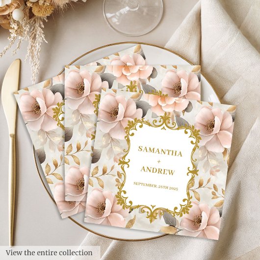 Gepersonaliseerde Blush Gold bruiloft servetten