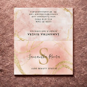 Gepersonaliseerde Blush Marble Kaart met Gouden Gl