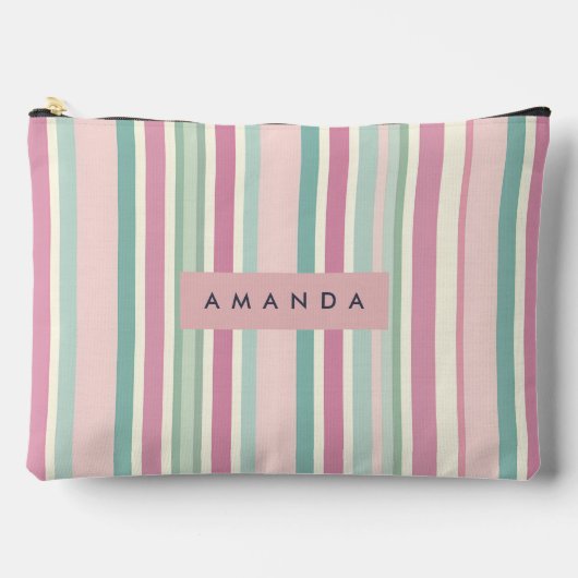 Gepersonaliseerde Blush Mint Pastel Strepen Etui (Voorkant)
