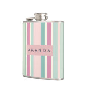 Gepersonaliseerde Blush Mint Pastel Strepen Heupfles (Links)