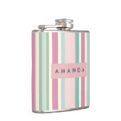 Gepersonaliseerde Blush Mint Pastel Strepen Heupfles (Rechts)