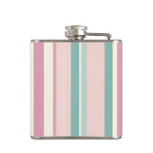 Gepersonaliseerde Blush Mint Pastel Strepen Heupfles (Achterkant)
