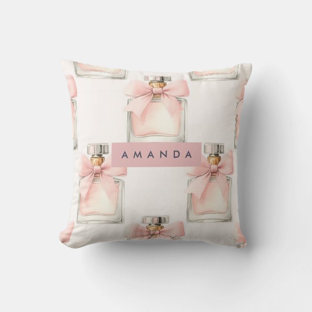 Gepersonaliseerde Blush Parfumfles Coquette Patroo Kussen (Voorkant)