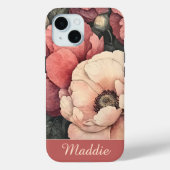 Gepersonaliseerde Blush Pink Bloemen Case-Mate iPhone Case (Achterkant)