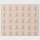 Gepersonaliseerde Blush Pink Bunny Pasen Cadeaupapier (Vlak)