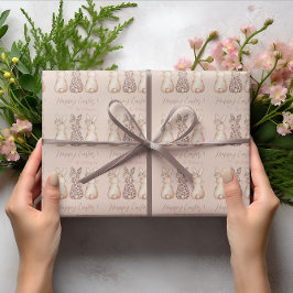 Gepersonaliseerde Blush Pink Bunny Pasen Cadeaupapier