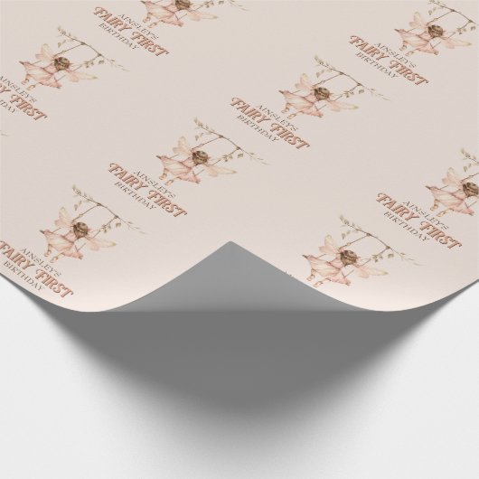 Gepersonaliseerde Blush Pink Fairy Eerste 1e verja Cadeaupapier (Hoek)