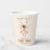 Gepersonaliseerde Blush Pink Fairy Eerste 1e verja Papieren Bekers (Voorkant)