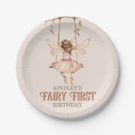 Gepersonaliseerde Blush Pink Fairy Eerste 1e verja Papieren Bordje