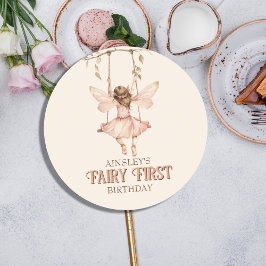 Gepersonaliseerde Blush Pink Fairy Eerste 1e verja Ronde Sticker