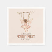 Gepersonaliseerde Blush Pink Fairy Eerste 1e verja Servet (Voorkant)