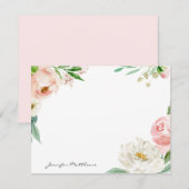 Gepersonaliseerde Blush Pink Feminine Floral Lijst Notitiekaartje (Voorkant / Achterkant)