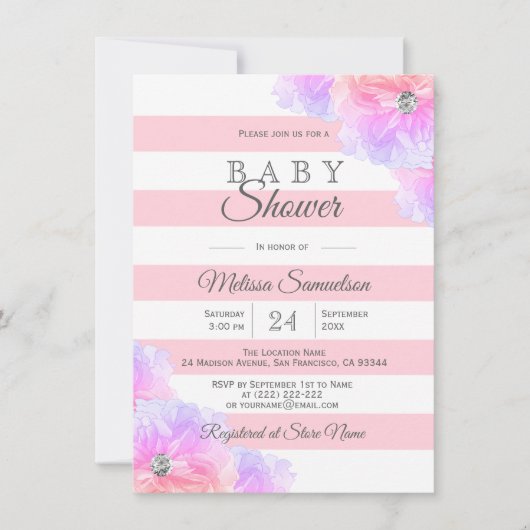 Gepersonaliseerde Blush Pink Floral Baby shower Kaart (Voorkant)