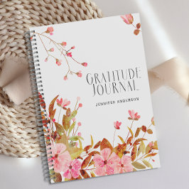 Gepersonaliseerde Blush Pink Floral Dankbaarheid J Notitieboek
