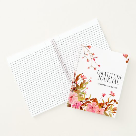 Gepersonaliseerde Blush Pink Floral Dankbaarheid J Notitieboek (Binnen)