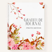 Gepersonaliseerde Blush Pink Floral Dankbaarheid J Notitieboek (Voorkant)