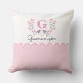 Gepersonaliseerde Blush Pink Floral Monogram Baby Kussen (Voorkant)