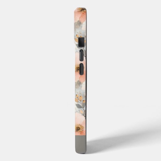 Gepersonaliseerde Blush Pink & Grey Waterverf Bloe Case-Mate iPhone Case (Achterkant / Links)