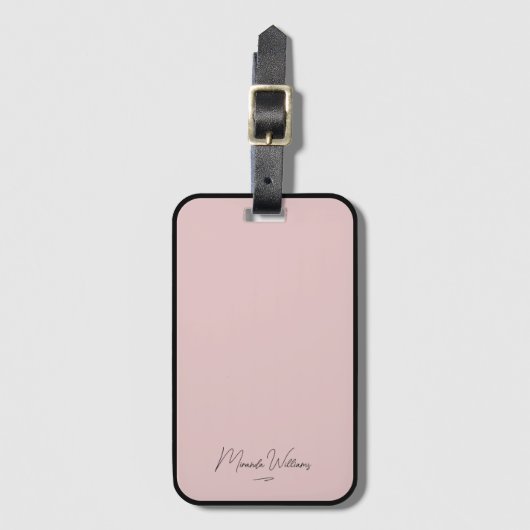 Gepersonaliseerde Blush Pink Handgeschreven aangep Bagagelabel (Voorkant (verticaal))