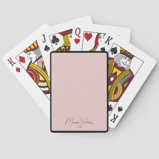 Gepersonaliseerde Blush Pink Handgeschreven aangep Pokerkaarten (Achterkant)