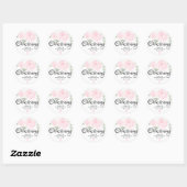 Gepersonaliseerde Blush Pink Rose en Cross doopsel Ronde Sticker (Vel)