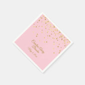 Gepersonaliseerde Blush Pink Rose Gold Confetti Servet (Hoek)