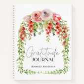 Gepersonaliseerde Blush Red Bloemen Dankbaarheid J Notitieboek (Voorkant)