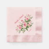 Gepersonaliseerde Blush Roze Bloemen bruiloft Servet (Voorkant)