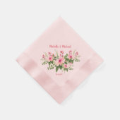 Gepersonaliseerde Blush Roze Bloemen bruiloft Servet (Hoek)