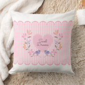 Gepersonaliseerde Blush Roze Bloemen Hart Kussen (Deken)